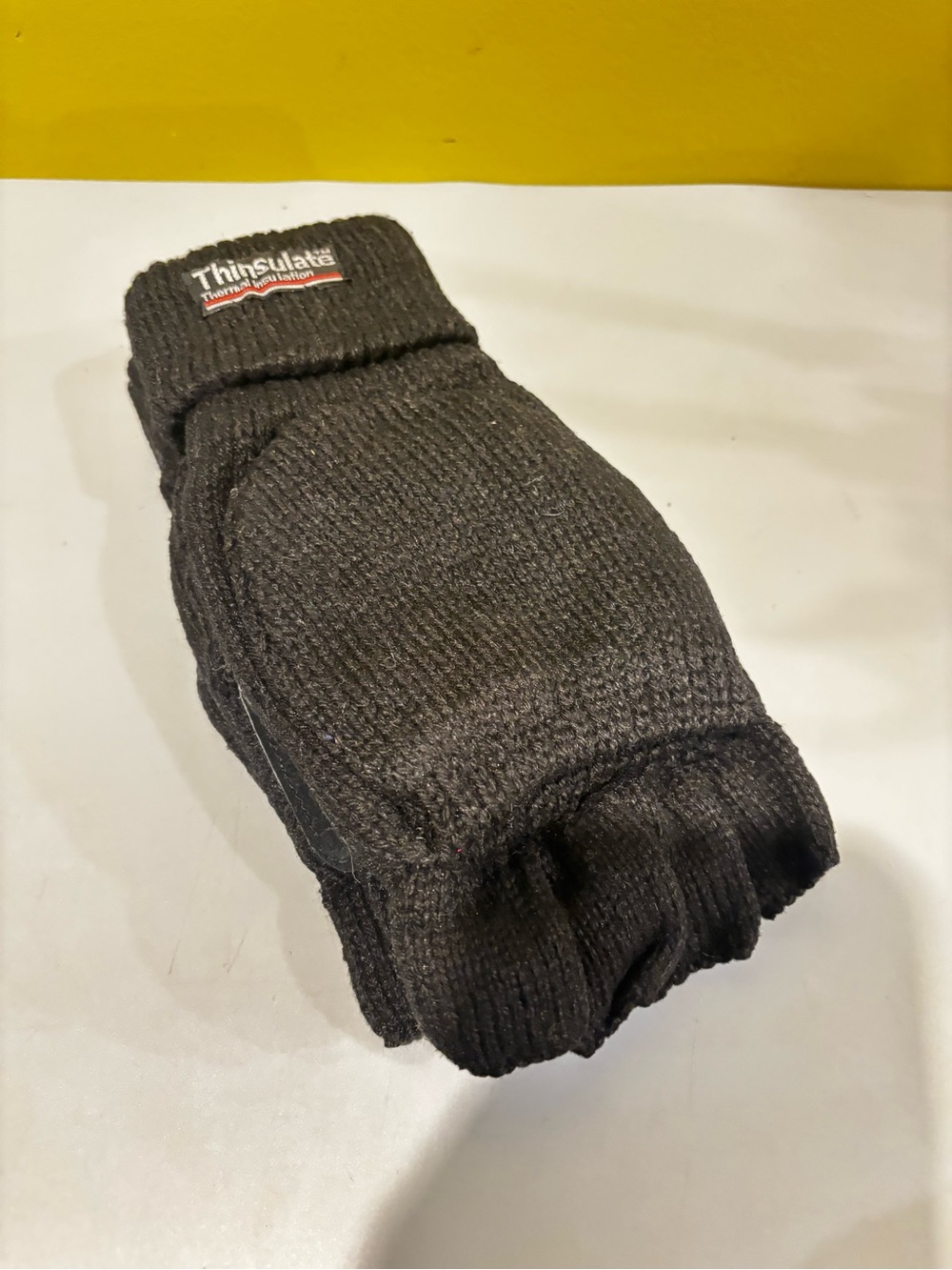 3M Thinsulate Black Convertible Knit Mittens for Men